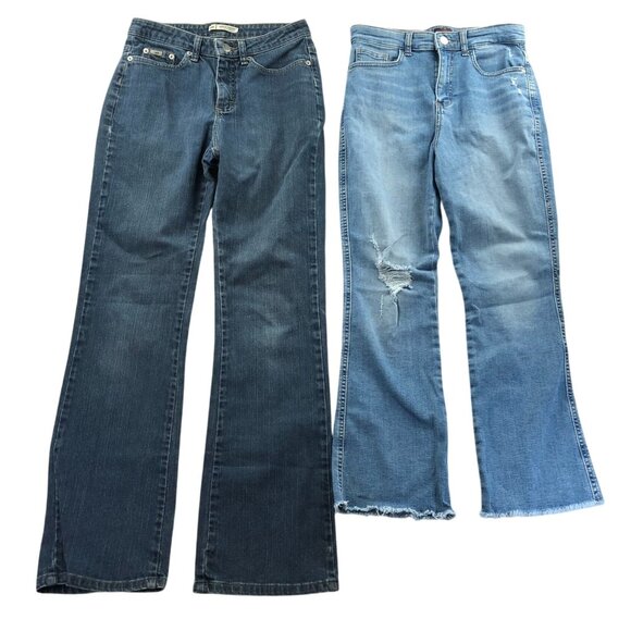 2 Lee Womens Jeans Size 6 Medium Lot Of Two Bue Denim Natural Bootcut Leg Casual - Picture 1 of 16